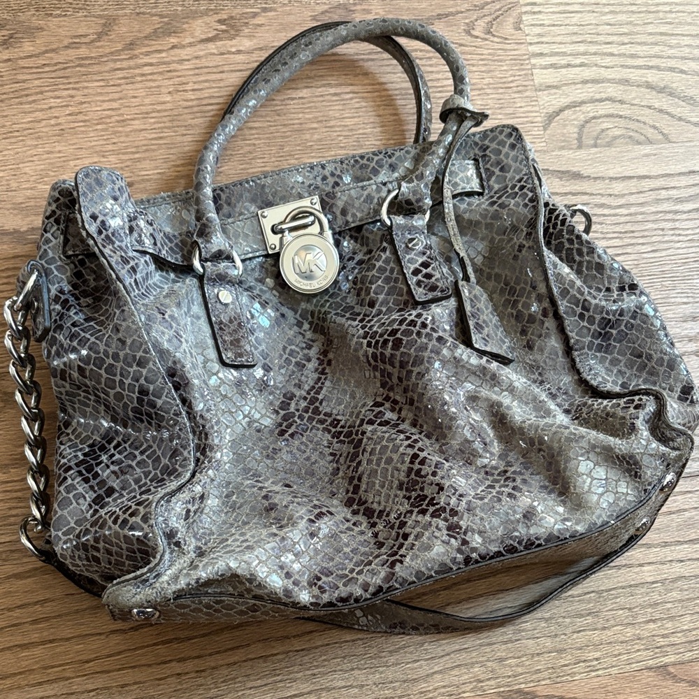 Michael Kors Metallic Snake Print Satchel